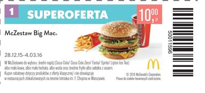 Zimowa oferta rabatowa McDonald's